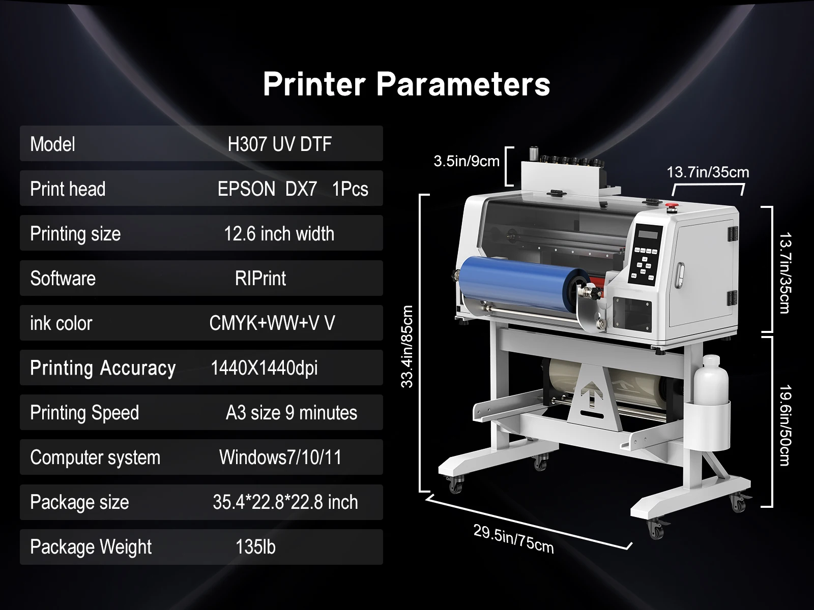 Colorsun A3 UV DTF Printers Impresora a3 DTF Printing Machine DX7 UV DTF Sticker Printer For Acrylic Bottle Wood Metal Bottle