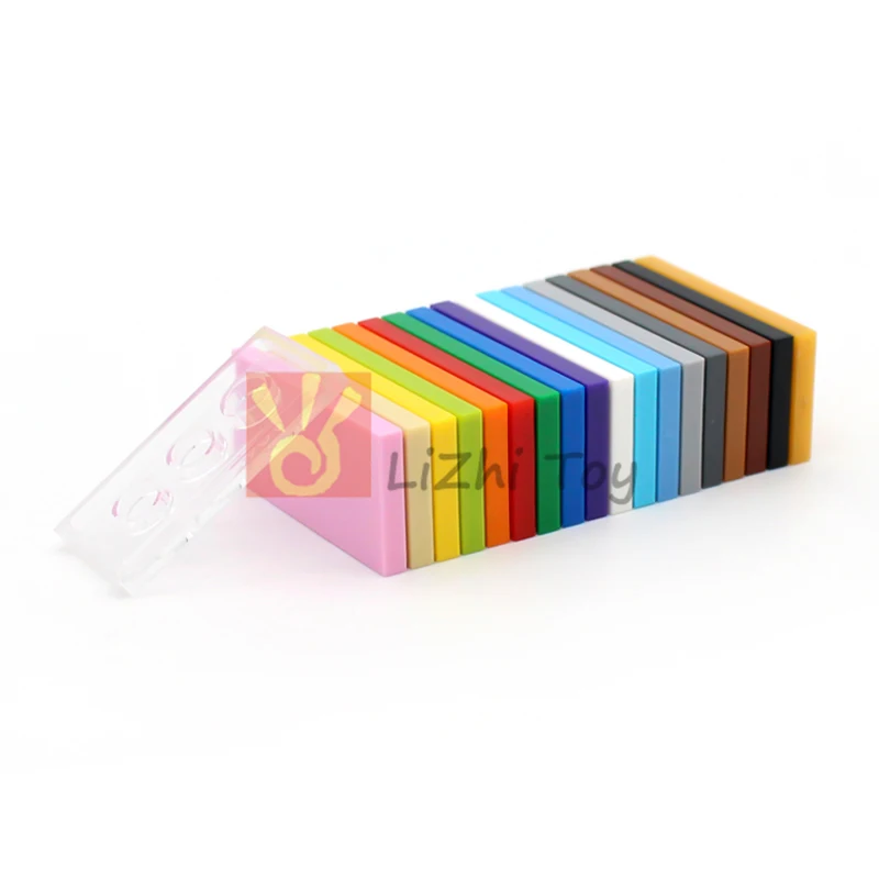 50pcs MOC Flat Tiles 2x4 Tablet Smooth 87079 DIY Enlighten Classic Building Block Bricks Compatible with Assembles Particles Toy