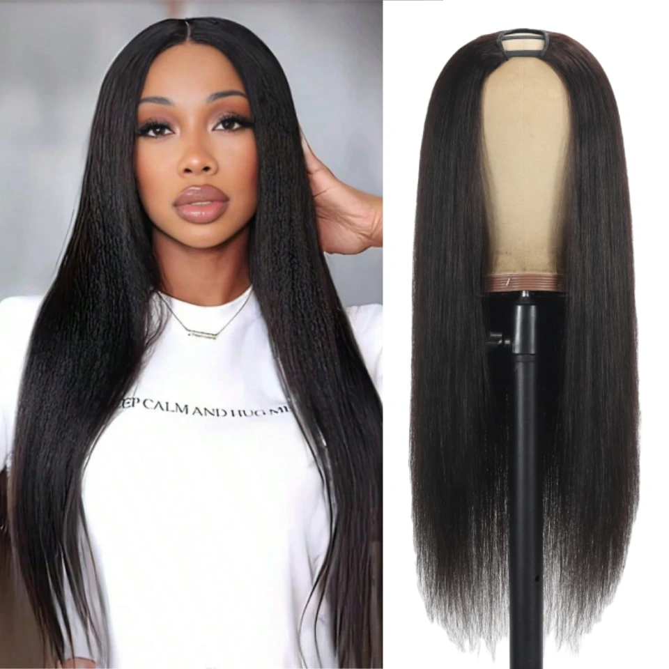 

Прямой парик с U-образной частью, человеческие волосы, U-образная часть, бесклеевые, бразильские, прямые человеческие волосы, парики для женщин, плотность 180