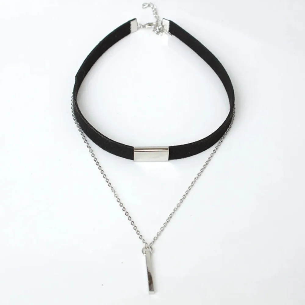 2024 New Black Velvet Choker Necklace Strip Rope Chain Bar Square Tube  Chocker Women Collar Mujer Collier Femme Ras Du Cou