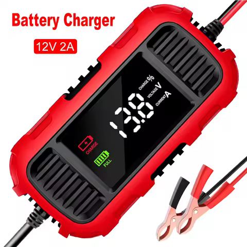 For Car Motorcycle Scooter Battery Charging For Lead-Acid Battery Charger Digital Smart Battery Charger Battery Maintenance