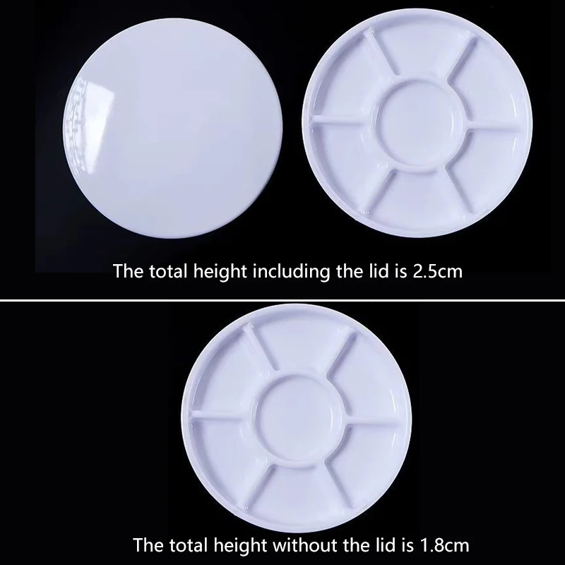 Piatto di miscelazione del colore scoperto o coperto in ceramica imitazione a 7 griglie Piatto per trucco per unghie Pittura artistica Piatto di vernice in plastica per bambola in gesso