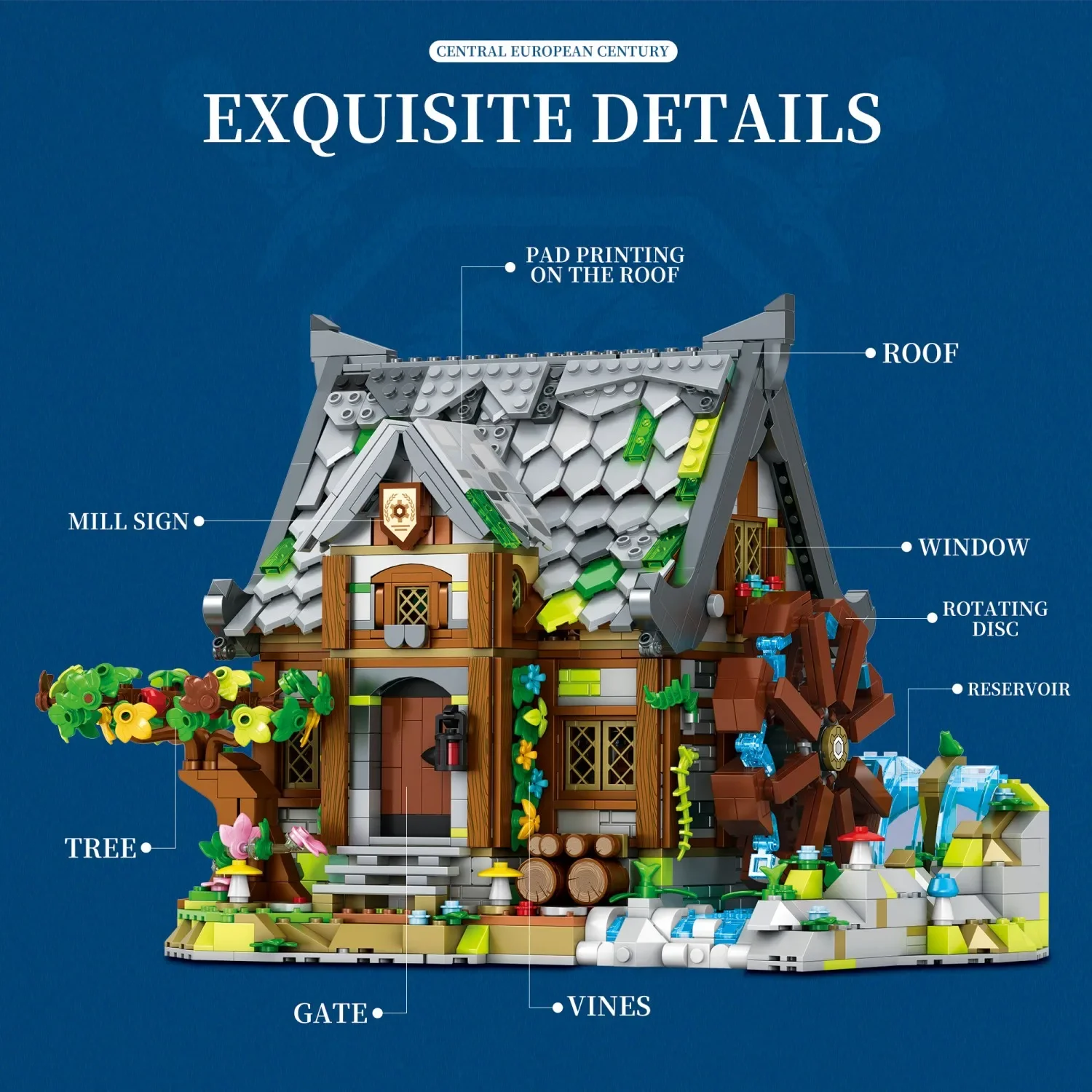 1873PCS Medievale Mill House Building Blocks Villaggio Europeo Street View Mattoni Modello Ornamenti Bambini Giocattoli FAI DA TE Regali di Festa