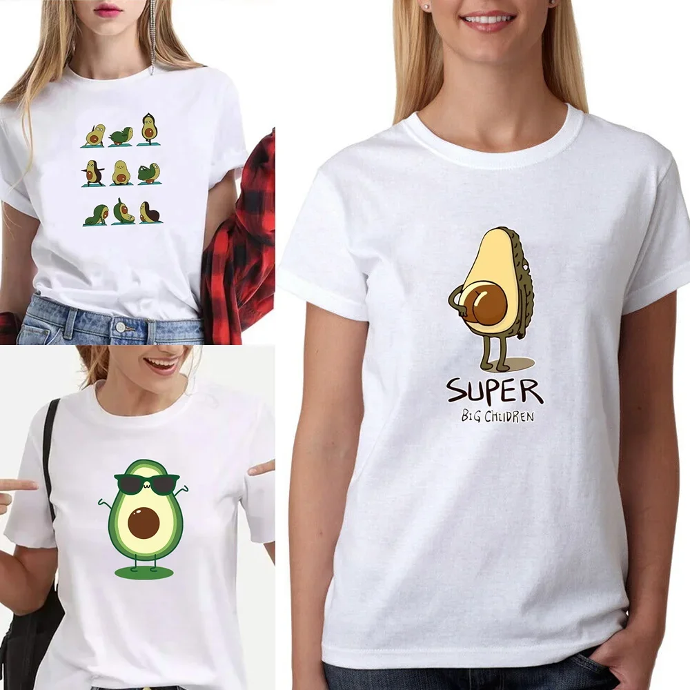 

Avocado Print Short-sleeve T-Shirt Summer T shirt for women Harajuku Streetwear O-neck Clothes Commuter Pullover Tops Women Tees