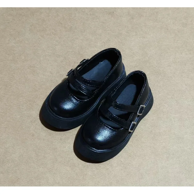 

Round Toe 1/4 1/6 Double Buckle Thick-soled Small Leather Shoes BJD MSD Doll Shoes Girls Gifts Cute Black Brown Doll Accessories