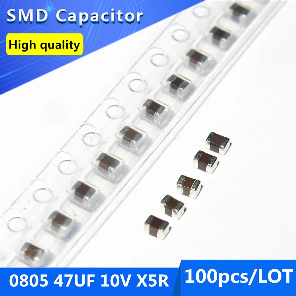 100pcs 2012 0805 Thick Film Chip Multilayer Ceramic Capacitor 47UF 10V 20% X5R