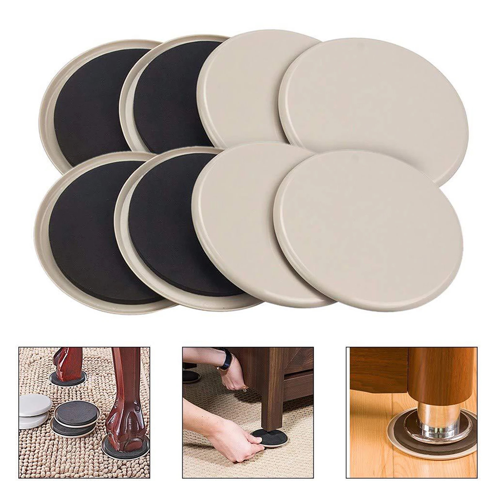 8Pcs Furniture Sliders Legs Pads For Carpet Heavy Duty Furniture Slider Movers Gliders Moving Anti-abrasion Floor Protector Mat