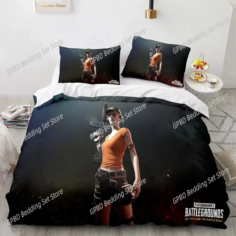 3D Print PUBG Game BATTLEGROUNDS Bedding Set Duvet Cover Bed Set Quilt Cover Pillowcase Comforter king Queen Size Boys Adult