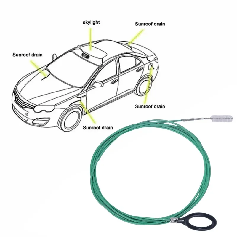 Cepillo Flexible para limpieza de tuberías de coche, herramientas de tratamiento de fugas de drenaje de tanque de combustible, orificio de drenaje de techo solar, accesorios universales para tubos de agua, 300CM