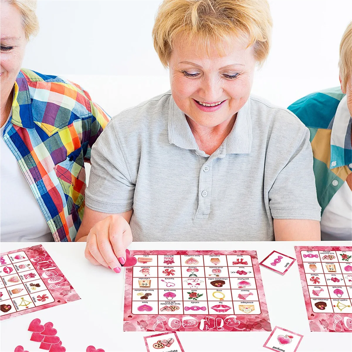 AAM-Valentines Day Bingo Game Cards 24 Players for Kids Card Games, School Classroom Games, Love Supplies