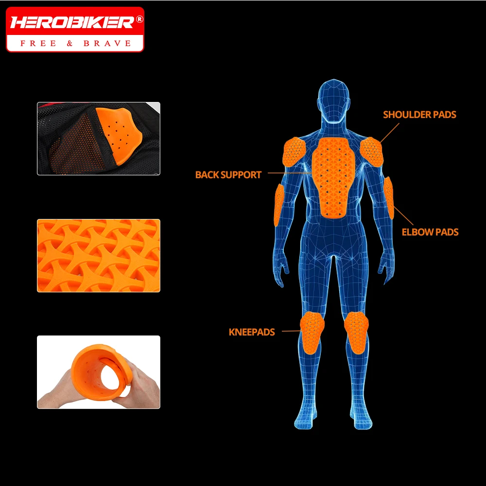 

CE Certified Motorcycle Armor Jacket Insert Body Protector Universal Anti-Shock Rider Armor Back Elbow Knee Protective Pads
