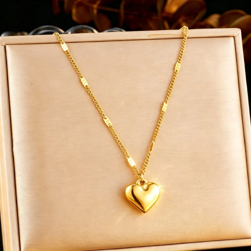 Love Pendant Necklace | Gold Sequin Chain | Simple and Elegant | Four Seasons Versatile | Cost-effective Gift
