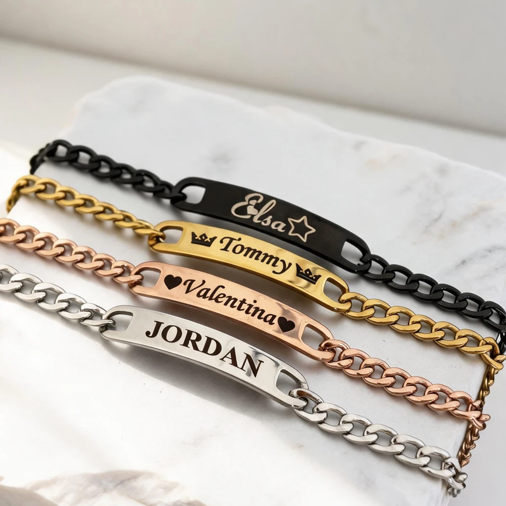 Personalized Nameplate Bracelet, Custom Stainless Steel Gift