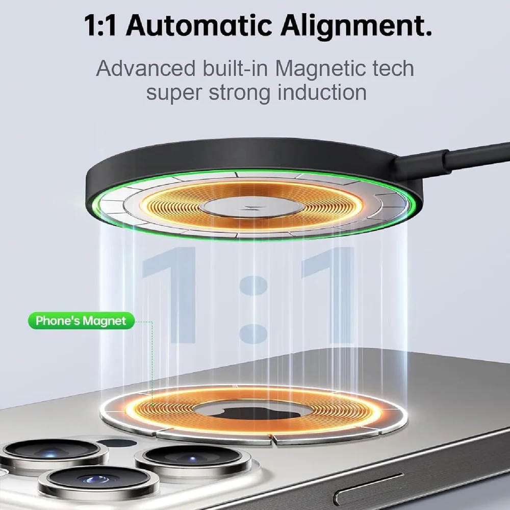 شاحن لاسلكي محطة شحن مغناطيسية لهاتف iPhone 17/16/15/14/13/12 pro Max Airpods مع كابل من النوع C