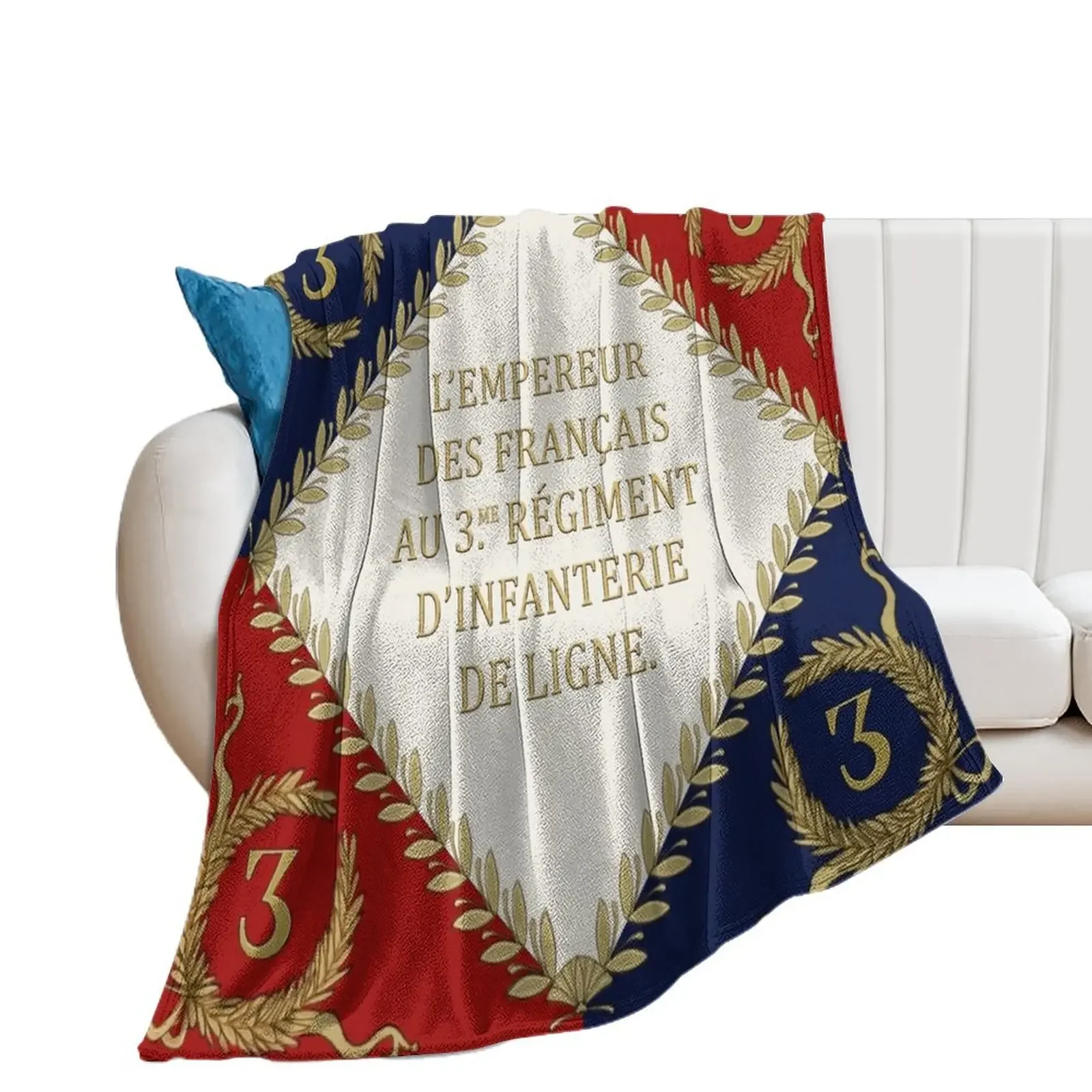 

Napoleonic French regimental flag '3me' 1804 Throw Blanket wednesday Thermal warm winter Luxury Throw Blankets