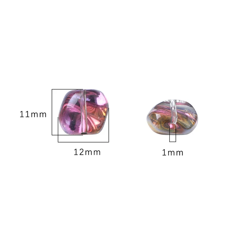 40PCS 12x11mm Gradient Color Glass Beads For Bracelets Jewelry Making Loose Spacers DIY Necklace Accessories Beading Material