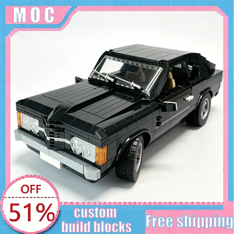 1370 Piezas MOC Ford Taunus GT Coupé, Modelo de Coche Clásico para Construir, Bloques de Construcción Creativos Personalizados, Juguete Educativo de Ensamblaje, Regalo para Exhibición