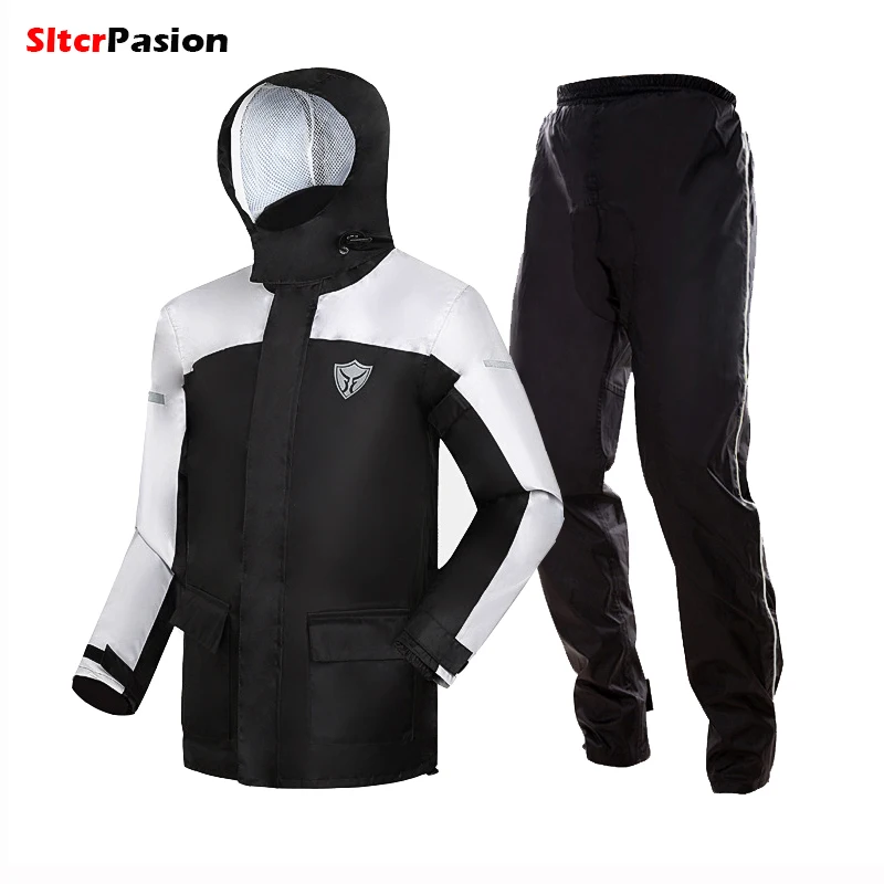 Motorcycle Rider Raincoat Men Rainsuit Waterproof Motorbike Women Cycling Jacket Pants Foldable Windproof Reflective