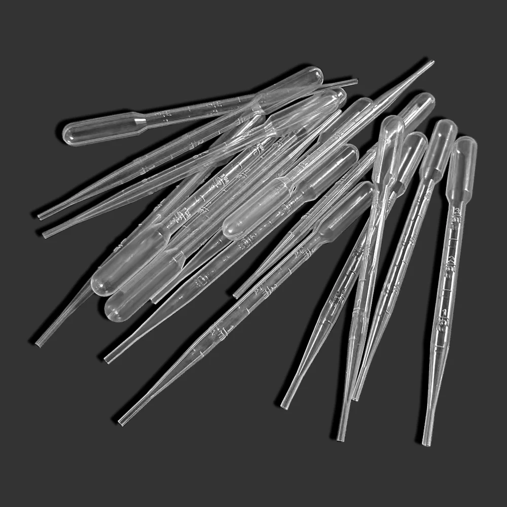 Transparent Pipettes Disposable Safe Plastic Eye Dropper Transfer Graduated Pipettes for Lab Experiment Supplies 100PCS 3ML