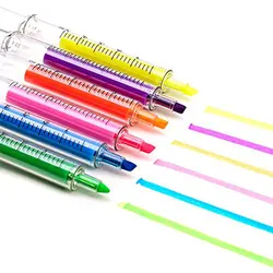 6Pcs Syringe Highlighter Pens With 6 Colors Christmas Gift