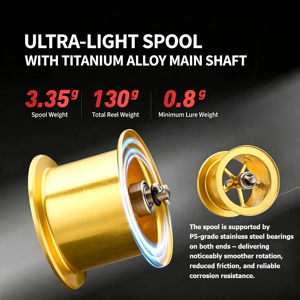 LOONGZE Airlite NEW B51MC BFS Baitcasting-Rolle, Ganzmetall-Baitcast-Rolle mit 7,1:1 8,1:1 Übersetzungsverhältnis, ultraleichte Finesse-Angelrolle – Detail 2