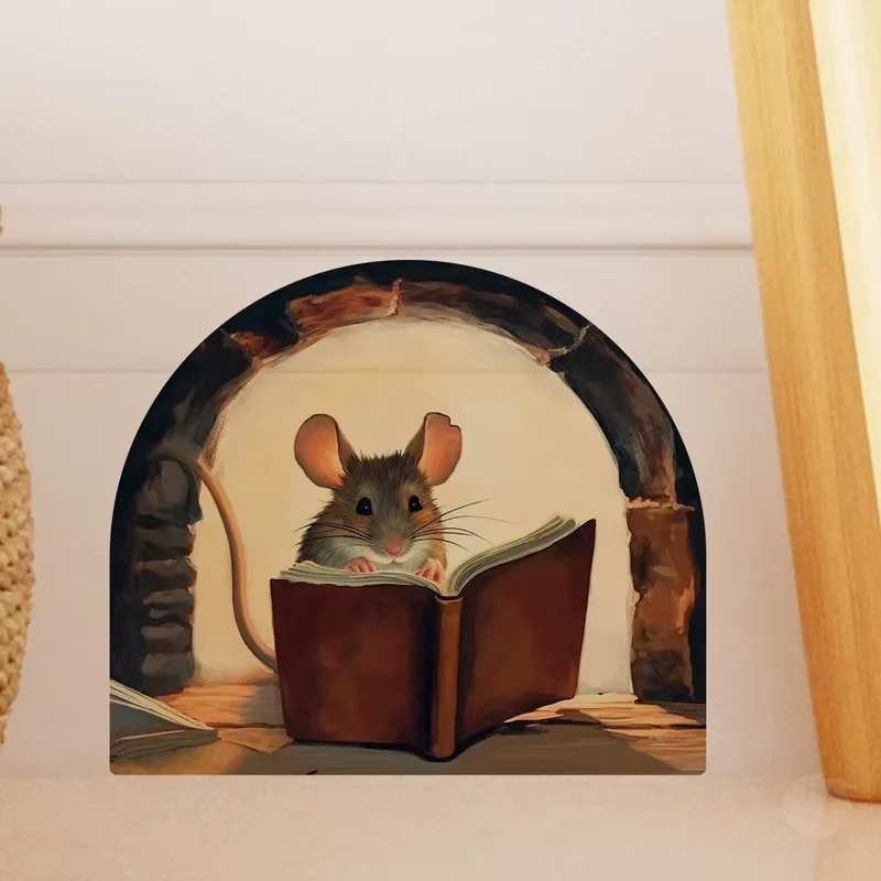 1PC 3D Personalised Mouse Sticker - Reading Theme, White Mouse & Flower Mouse, Adorable Animals Home Decor Wall Decals