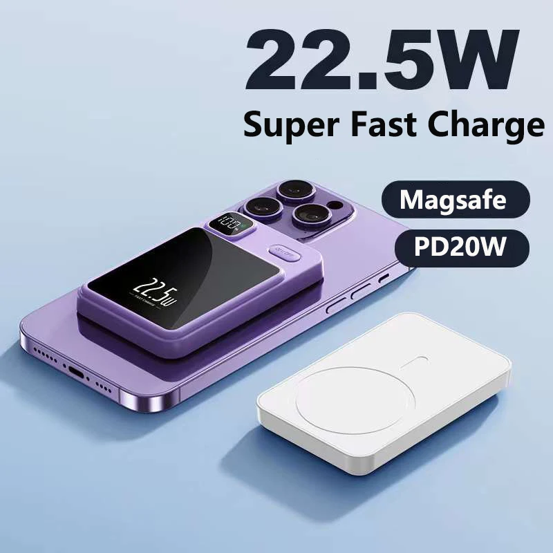 

15W Magsafe Wireless Charger 20000mAh Magnetic Power Bank 22.5W Fast Charging For iPhone 16 15 X Huawei Xiaomi Samsung Powerbank