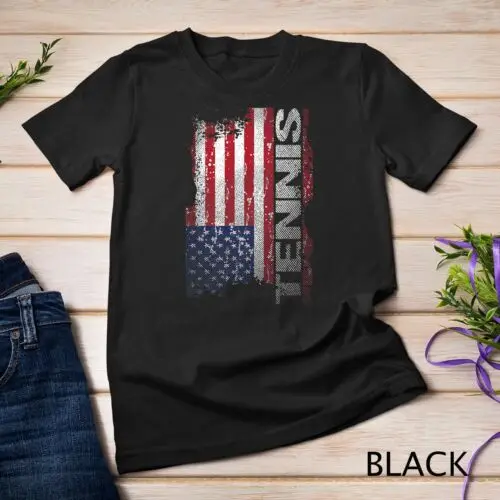 USA Flag Tennis T-Shirt, Tennis Player Tee Gift Unisex T-shirt