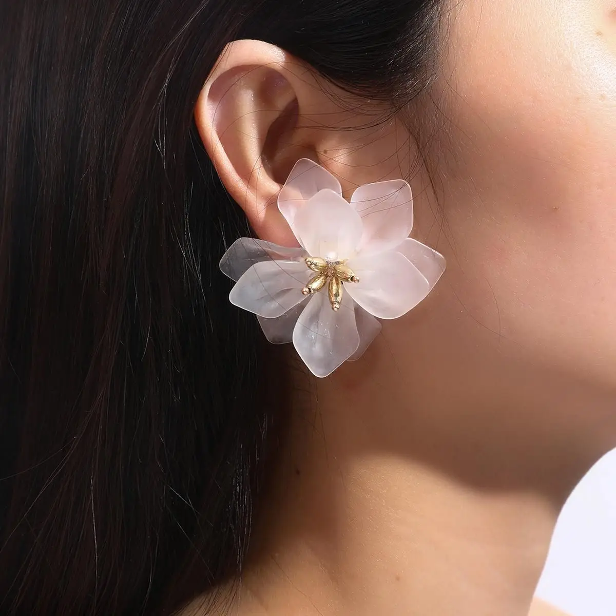 Pendientes de Flores Grandes de Acrílico Estilo Bohemia para Mujer, Pendientes de Flores Verdes, Blancas, Rojas y Amarillas, Joyería para Fiestas y Bodas