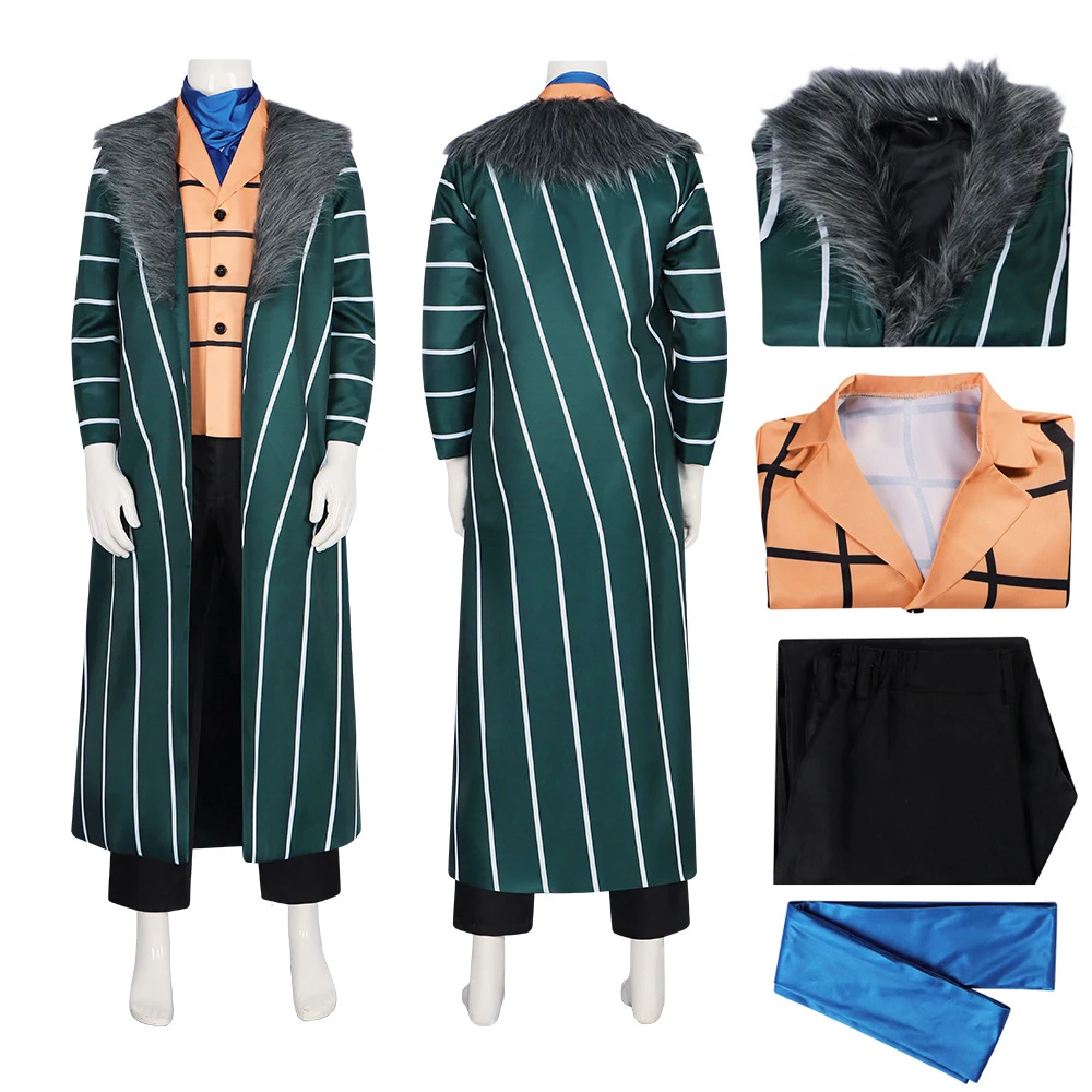 ONE PIECE Sir Crocodile Cosplay Costume Jacket Lining Pants Belt Uniform for Halloween Comic Con Outfits