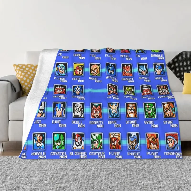 

Mega Man Blankets Flannel Decoration Video Game Multifunction Lightweight Throw Blankets for Sofa Travel Bedspreads