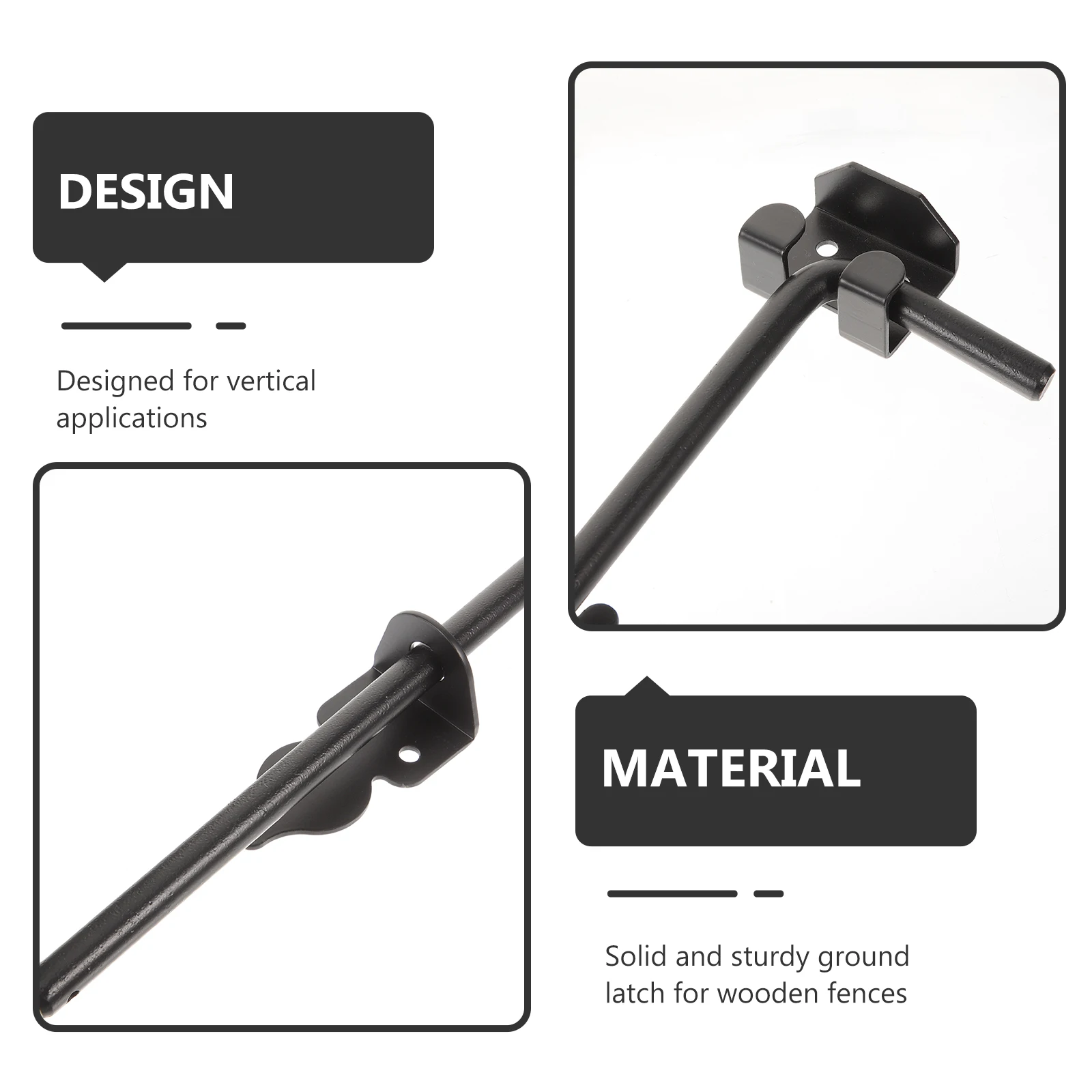 

18 Inch Black Spray Ground Fence Gate Drop Rod Heavy Duty Barrel Bolt Cane Hardware Shed Locks Sturdy Anti Rust Wooden Fences