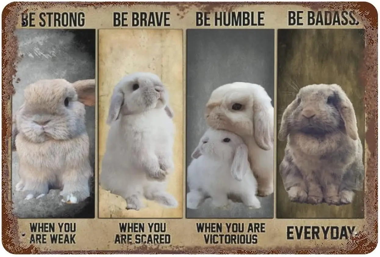 Vintage Wall Decor Bunny Rabbit Poster,Motivational Quote,Vintage Wall Art,Home Decor Retro Tin Signs,Kitchen Decor Vintage sign