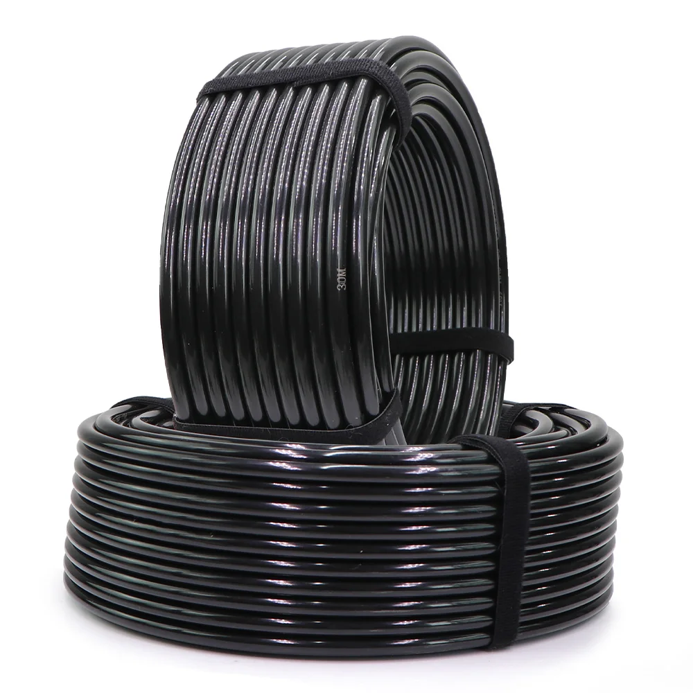 1/4'' 4/7mm PVC Drip Irrigation Hose 30/61m Flexible Black Watering Tubing for Greenhouse Plants Potted Vegetables Garden System