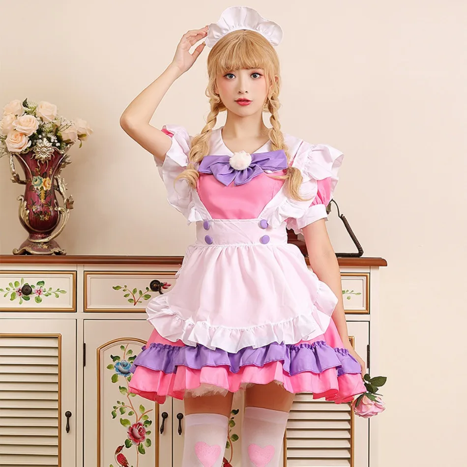 Halloween Claw Pink Blue Maid Uniform Short Skirt Anime Show Female Broadcasters Dress Up Cloth Lolita Pink Maid Costume PS66