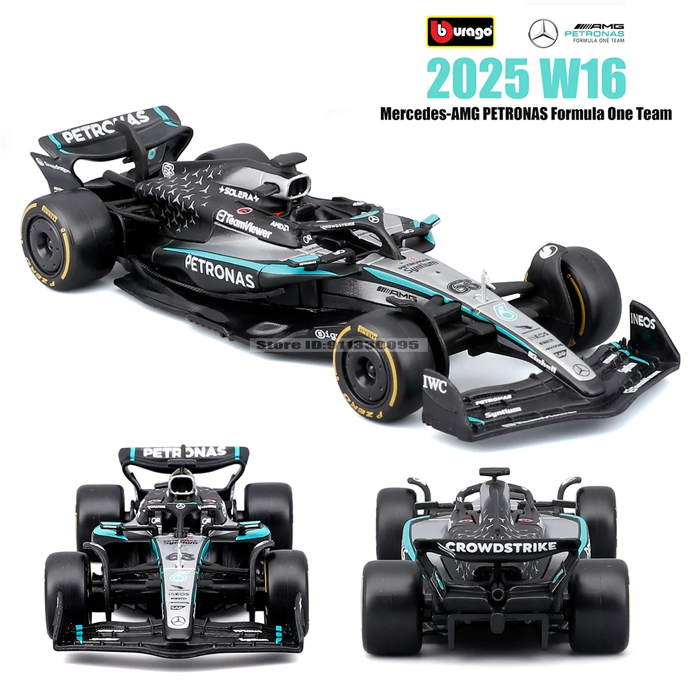 

Bburago 1:43 F1 Mercedes-AMG 2025 W16 # 63, Джордж Рассел # 12-мический кими-антонелли, обнимающий автомобиль, модельный мотоцикл