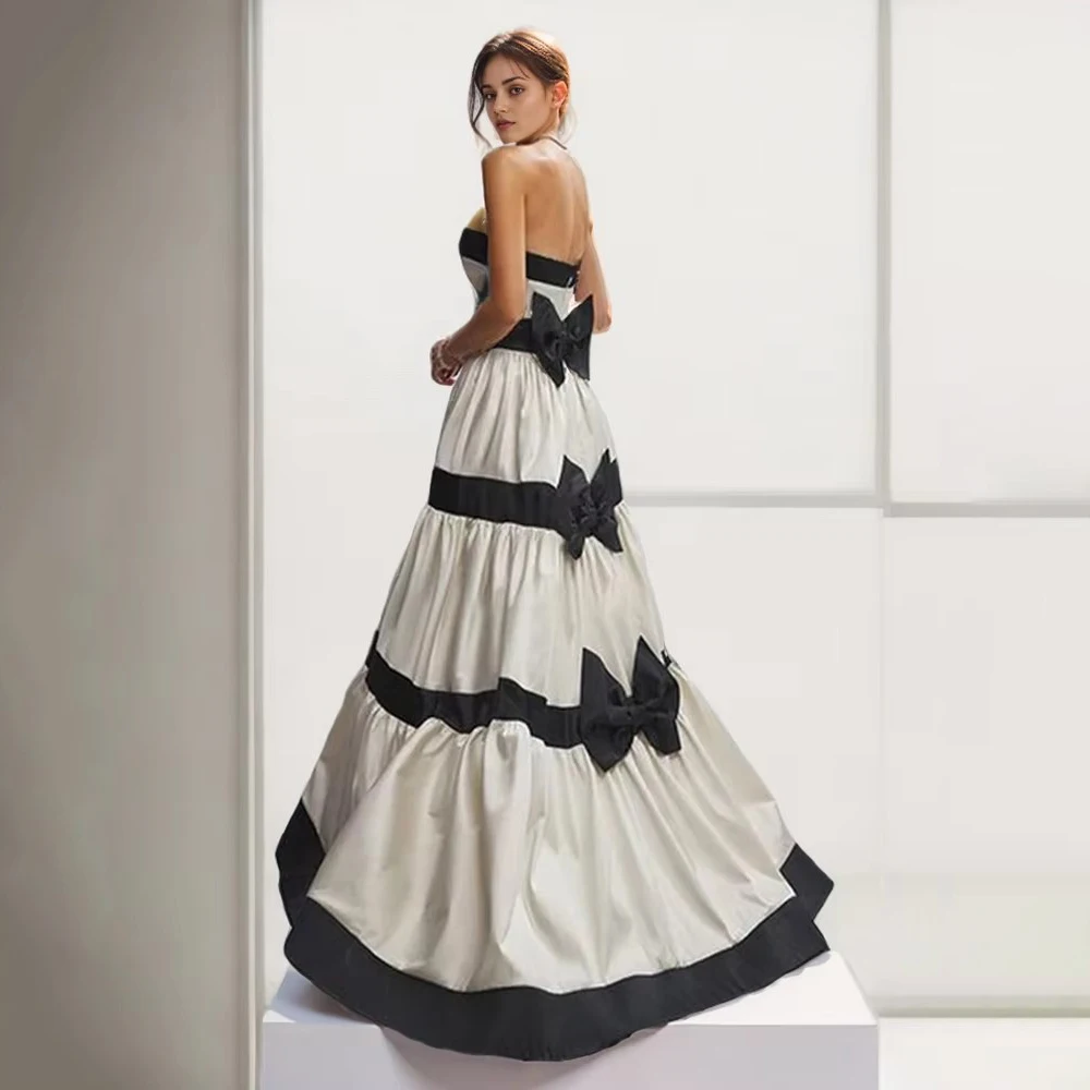Elegancka kontrastowa szyta miski sukienka damska bez rękawów z wysokim stanem, długą spódnicą z wysokim stanem, kobieca moda letnia
