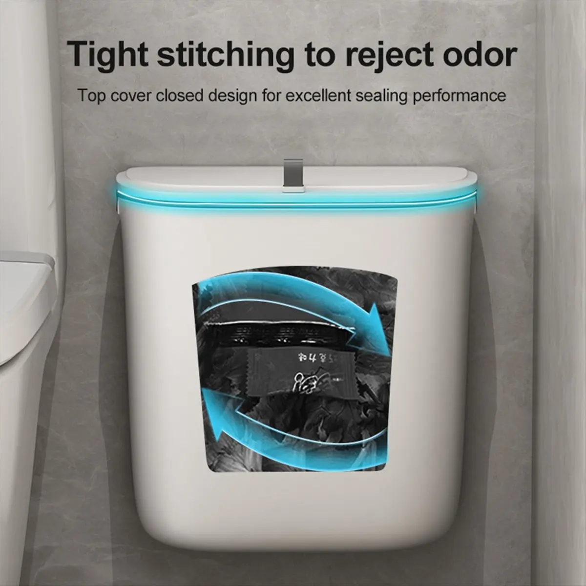 1 Pc Bathroom Can Wall Mounted Hanging Trash with Lid Waterproof Narrow Seam Rubbish Toilet Waste Garbage Bin 7L-ABHG