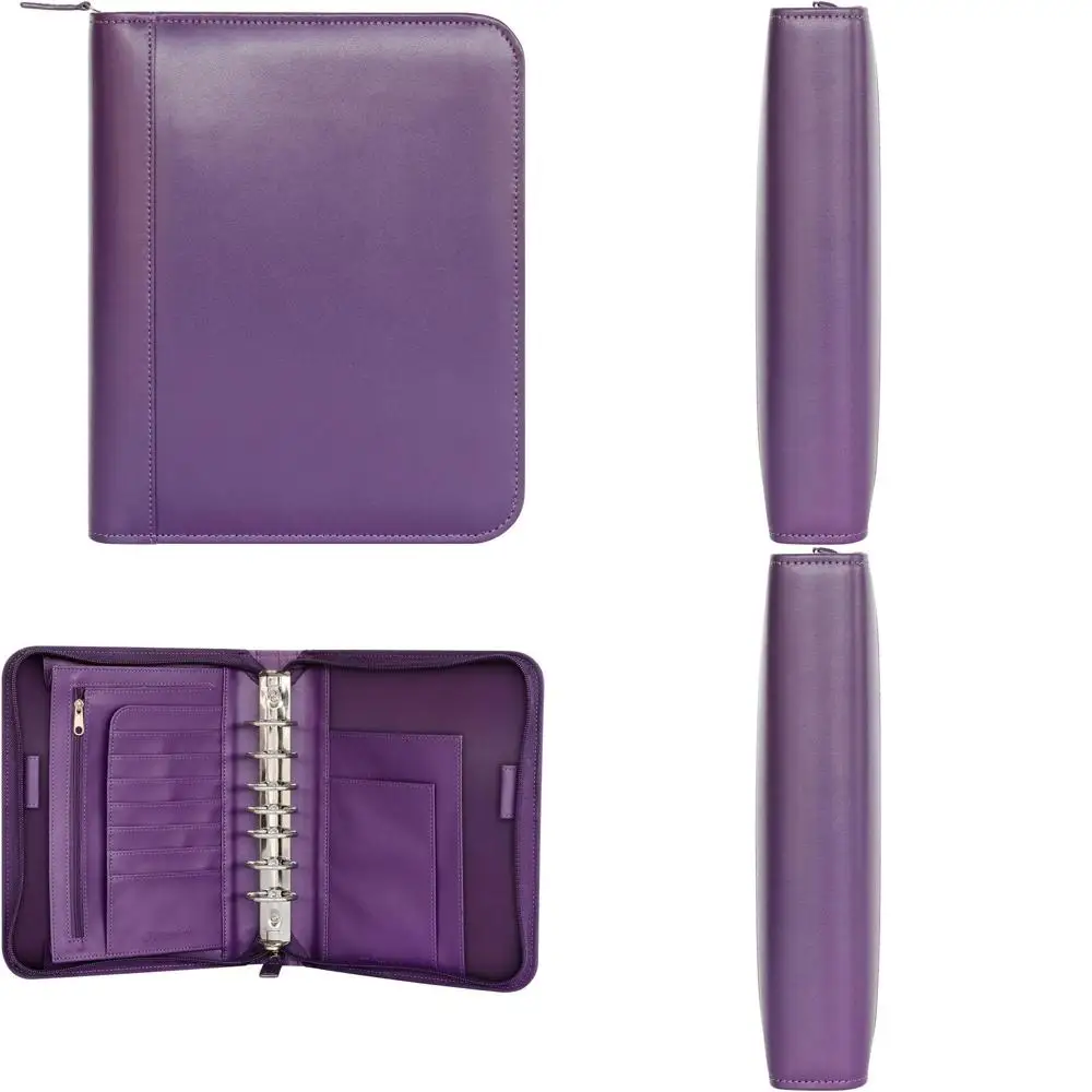 

Leather Zippered Planner - Classic Style, Plum Colored Binder