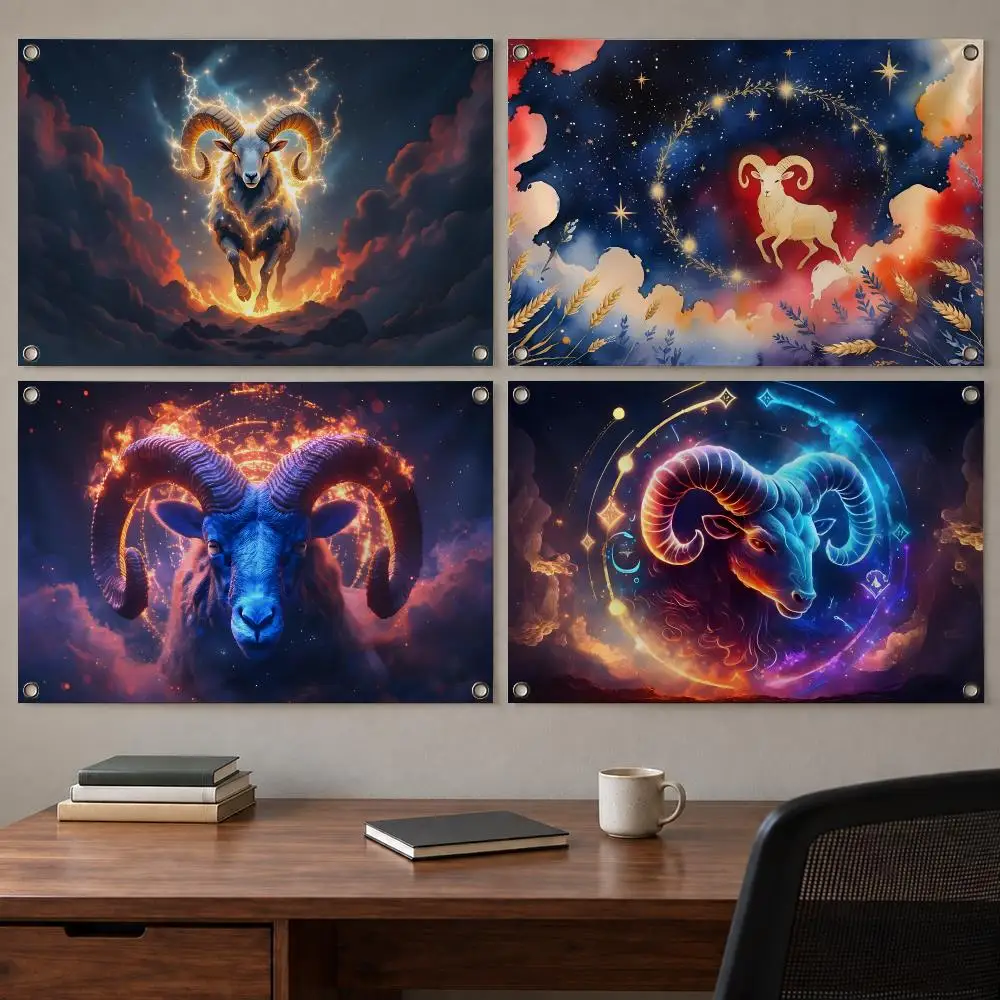 Aesthetic Zodiac Aries Flags Indoor Outdoor Wall Banner Party Decor Large Hanging Wall Backdrop