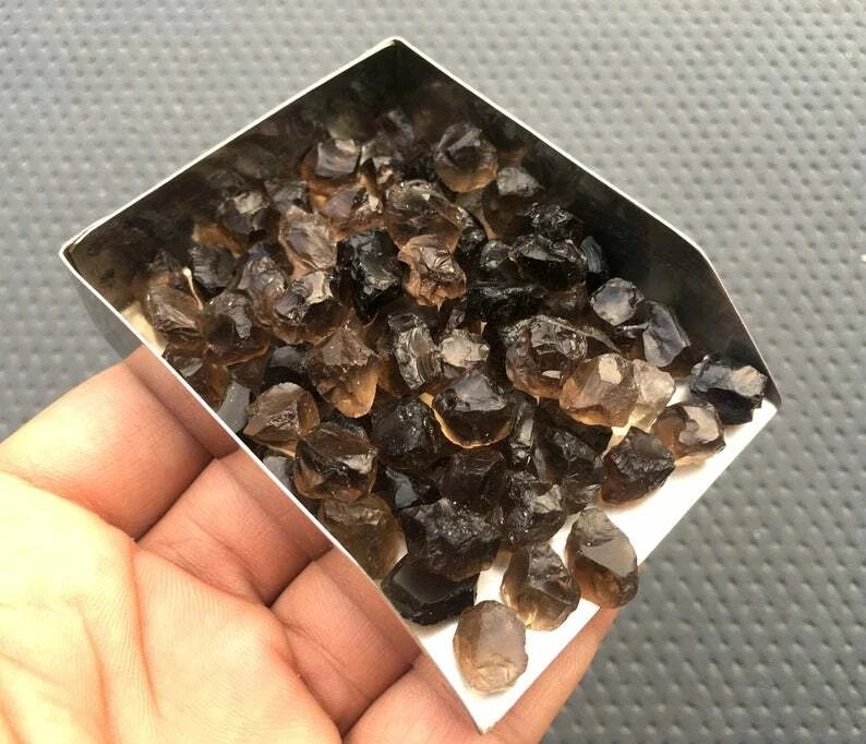 50 Ct Natural Brown Smoky Quartz Raw Rough 15 Piece Wholesale Lot Gemstone