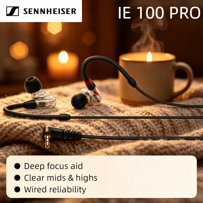 

Оригинальные проводные внутриканальные наушники Sennheiser IE 100 PRO с 10-мм широкополосным динамическим драйвером, пассивной шумоизоляцией, Hi-Fi мониторингом 2026