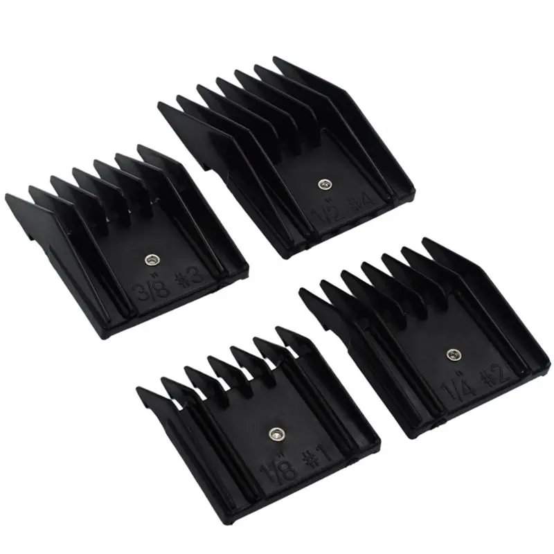 4 Pieces Professional A5 Style Hair Clipper Attachment Guard Guide Cutting Combs Set Compatible Classic Black-A51M