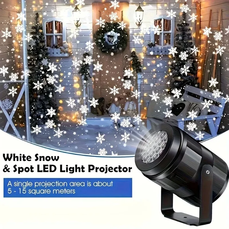 Christmas Snowflake Projector Light USB 5V Powered Holiday Lamp Indoor Outdoor Decorative Night Light for Home Party Decor