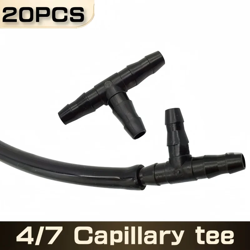 20PCS Barb Tee Connector 1/4 Inch Hose Garden Lawn Watering Irrigation Connector 4/7 Mm Hose Connector