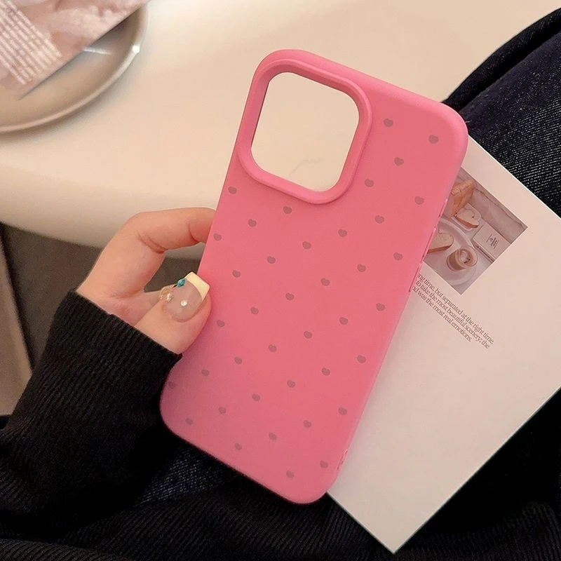 Simple Cute Love Heart Macron Case Compatible for IPhone 13 12 16 11 15 14 Pro Max XR XS Max X 16 15 Plus Leather Texture Case