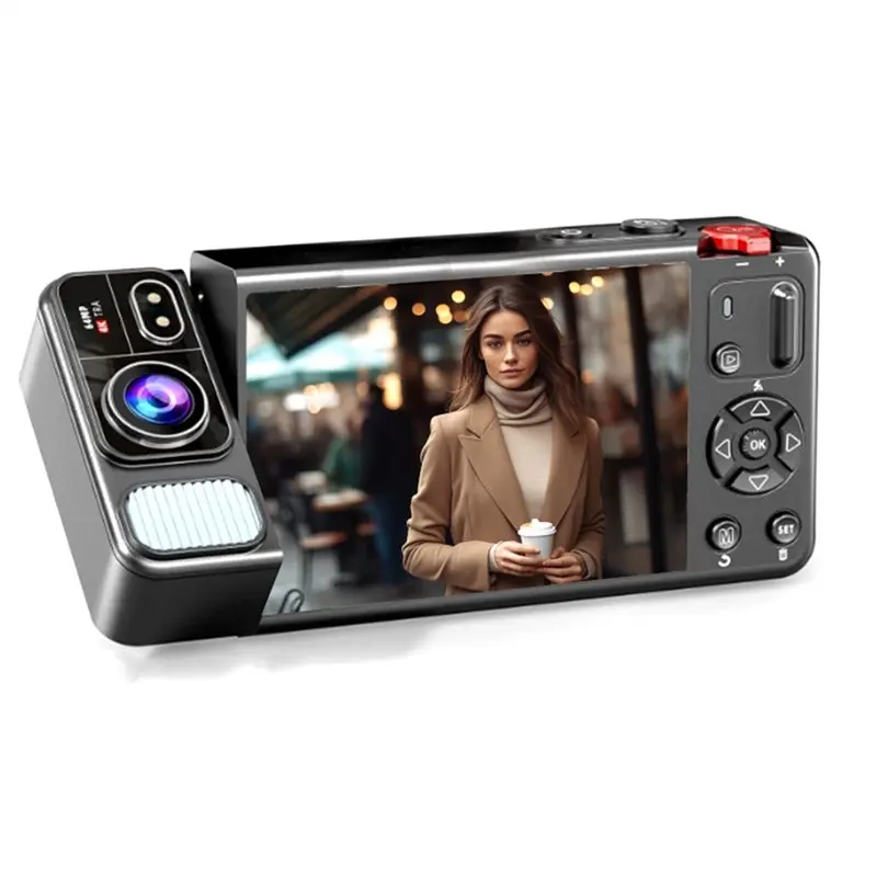 

ABAC-Camera 2.8-Inch 4K 64MP 18X Digital Zoom 270-Degree Rotating Lens Image Stabilization Digital Camera Travel