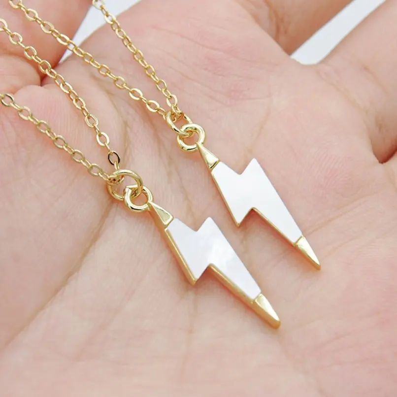 

Chain Necklace Gold Color White Shell Lightning Copper 18+2inch Jewelry Special Gift For Women
