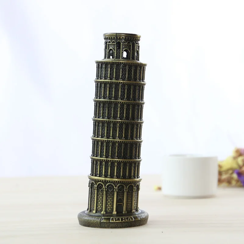 European Vintage Metal Crafts Leaning Tower of Pisa Model Desk Ornaments Home Ornaments  Room Decoration Accessories