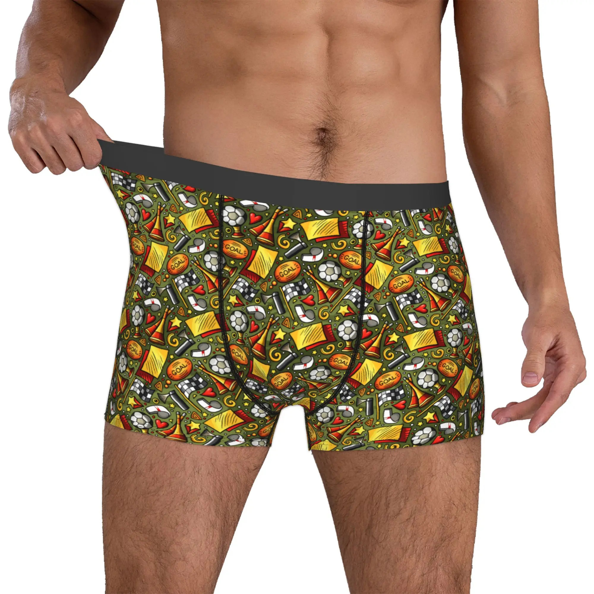 Sports Soccerly Seamless Pattern Underwear Men Printed Footbally  Boxer Briefs Shorts Panties Breathable Underpants